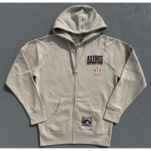 Mens Mitchell & Ness Houston Astros Cityscape Fleece Zip Hoodie Cream Large NWOT